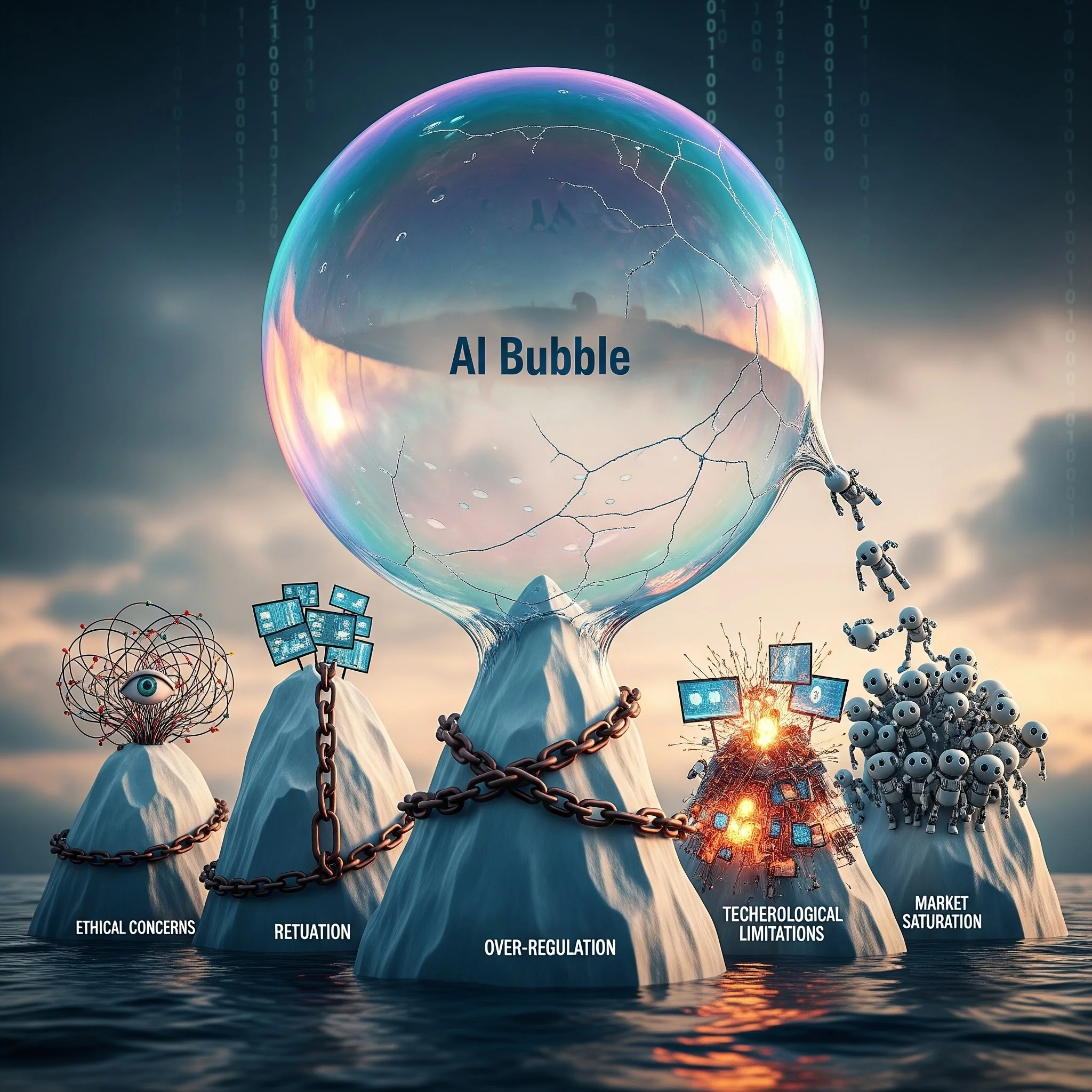 AI stock market volatility chart showing bubble risk indicators