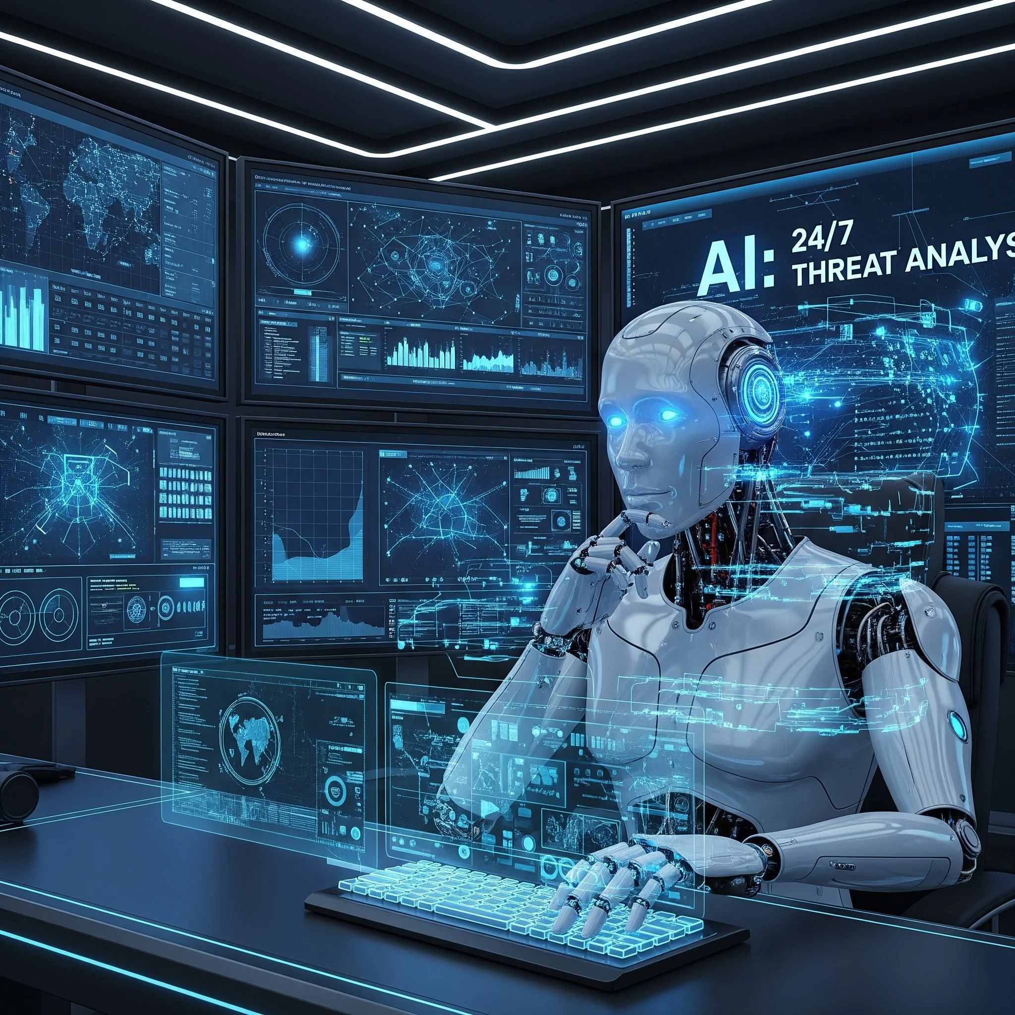 AI threat detection interface showing behavioural analytics and anomaly detection