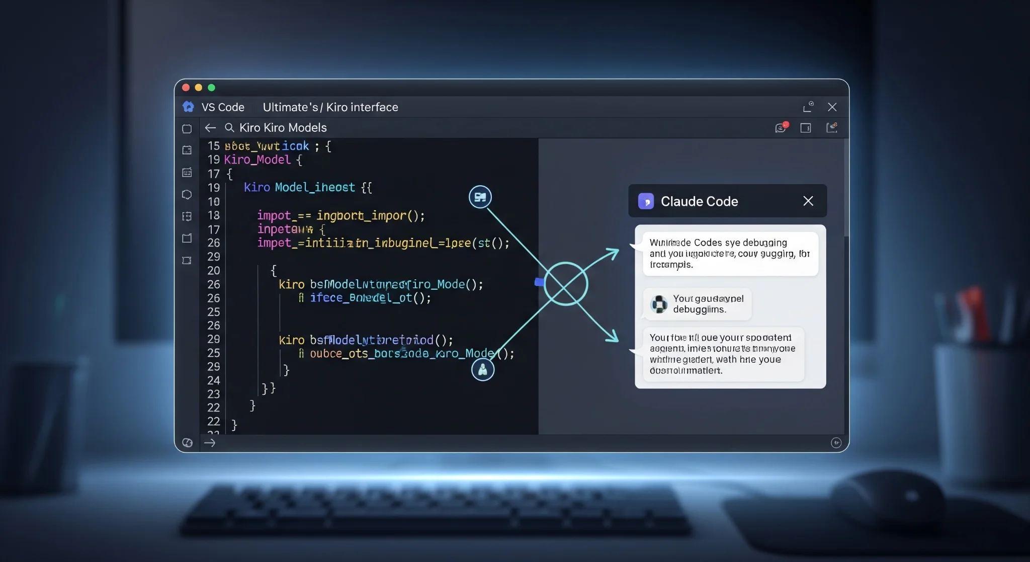 Anthropic VS Code extension connected to Kiro gateway showing Claude Opus models