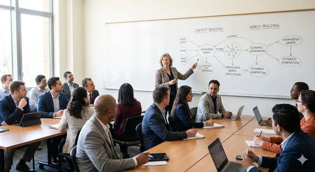 Dune movie desert landscape with sandworm hints representing context puzzle pieces for AI prompting